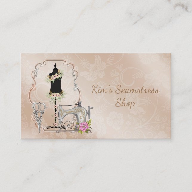Vintage Seamstress-Visitenkarte Visitenkarte (Vorderseite)