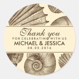 Vintage Seashell-Gastgeschenk Hochzeit Danke, Aufk Runder Aufkleber