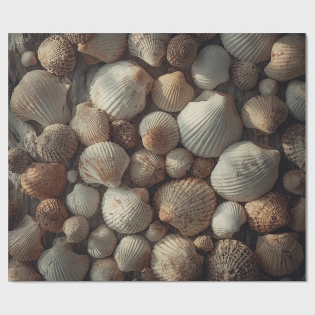 Vintage Seashells Beach Coastal Christmas  Geschenkpapier (Flach)