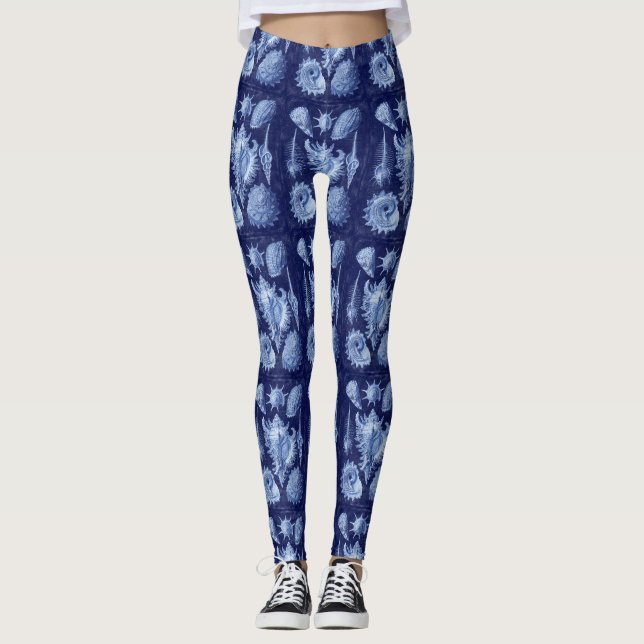 Vintage Seashells blau Leggings (Vorderseite)