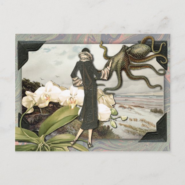 Vintage Seaside Collage Postcard Postkarte (Vorderseite)