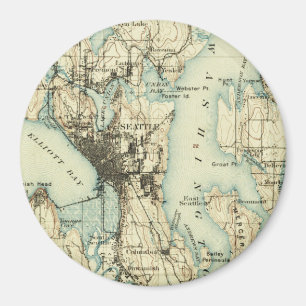 Vintage Seattle-Karte Magnet