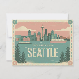 Vintage-Seattle-Postkarte Grüße aus Seattle Postkarte