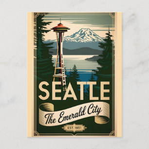 Vintage Seattle Washington Smaragdstadt Retro Postkarte