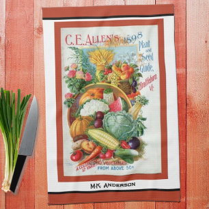 Vintage Seed Catalog Red Kitchen Towel Geschirrtuch