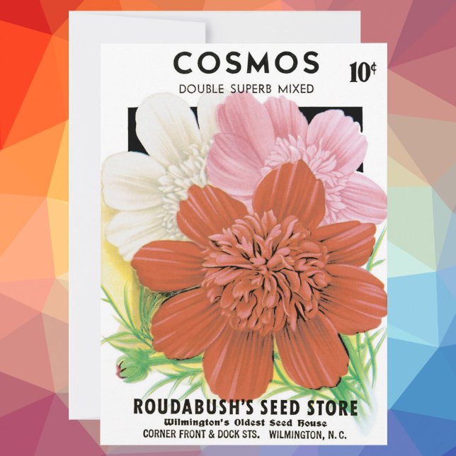 Vintage Seed Packet Art, Cosmos Garden Flowers (Von Creator hochgeladen)
