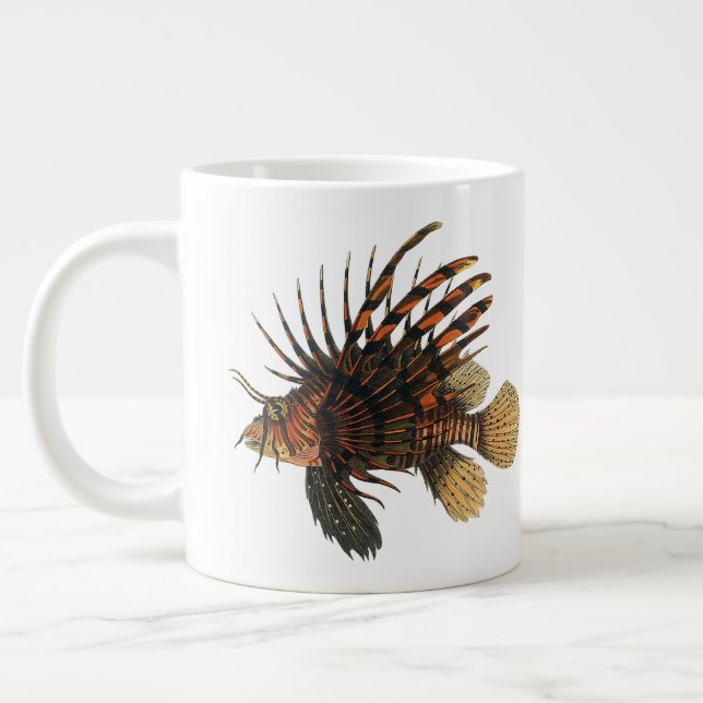 Vintage Seefische, Meeresorganismen Jumbo-Tasse (Links)