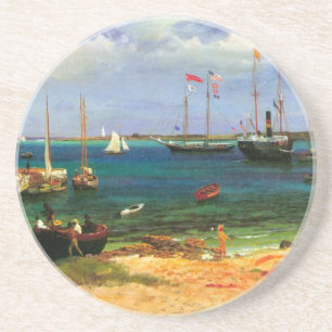 Vintage Seelandschaft, Nassau Hafen von Bierstadt Sandstein Untersetzer