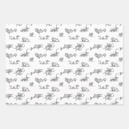 Vintage Seemonster Art Geschenkpapier Set