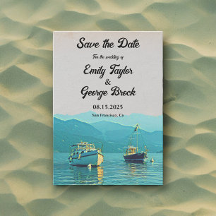 Vintage Seeschifffahrt Hochzeit in Urlaubsort Save The Date