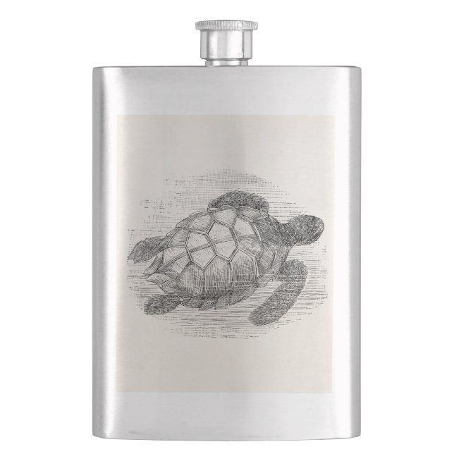 Vintage Seeschildkröte-personalisierte Flachmann (Vorderseite)