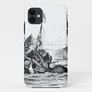 Vintage Seesteampunk Krake kraken das Zeichnen iPhone 11 Hülle