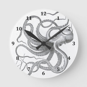 Vintage Seesteampunk Krake kraken das Zeichnen Runde Wanduhr