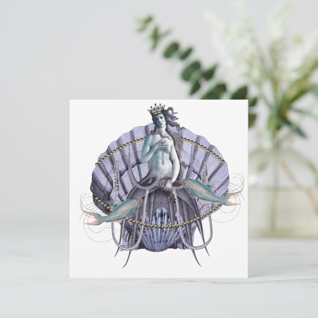 Vintage Seezunge-Quadrat-Flachkarte (Stehend Vorderseite)