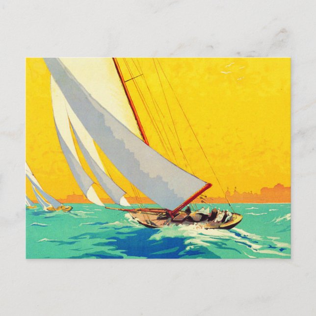 Vintage Segelboote Französisch Reisen Postkarte (Vorderseite)