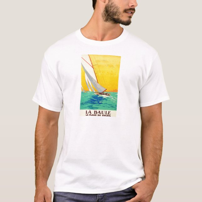 Vintage Segelboote Französisch Reisen T-Shirt (Vorderseite)