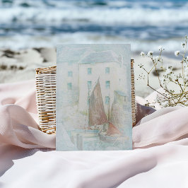 Vintage Segelboote im Hafen Postkarte