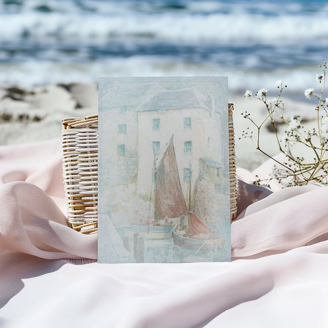 Vintage Segelboote im Hafen Postkarte (Von Creator hochgeladen)