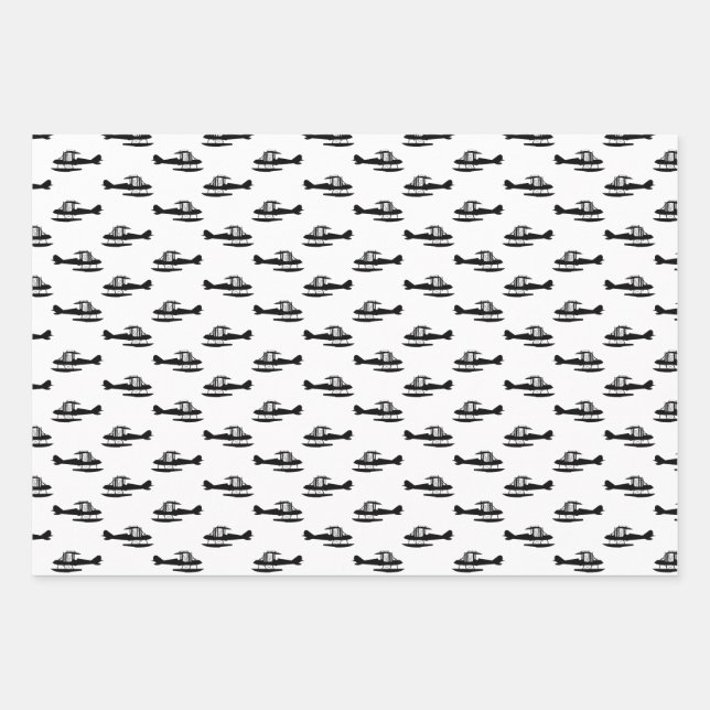 Vintage Segelflugzeuge CUSTOM HINTERGRUNDFARBE Geschenkpapier Set (Vorderseite)