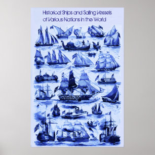 VINTAGE SEGELSCHIFFE, SCHIFFE VERSCHIEDENER NATION POSTER