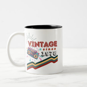 Vintage seit 1978 Nostalgische & Vintage Musik Zweifarbige Tasse
