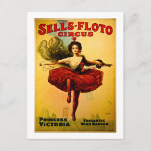 Vintage Sells-Floto Zirkusposter Drahtseilwalker Postkarte