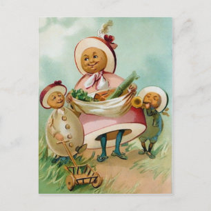 Vintage-Seltsame-Eier-Menschen-Postkarte Postkarte