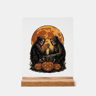 Vintage-Sensenmann-Halloween-Kürbis-Vektor-Desi Acrylschild
