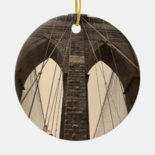 Vintage Sepia Brooklyn Bridge Keramik Ornament