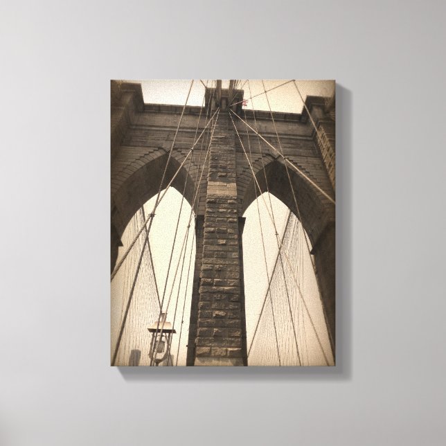 Vintage Sepia Brooklyn Bridge Leinwanddruck (Vorderseite)