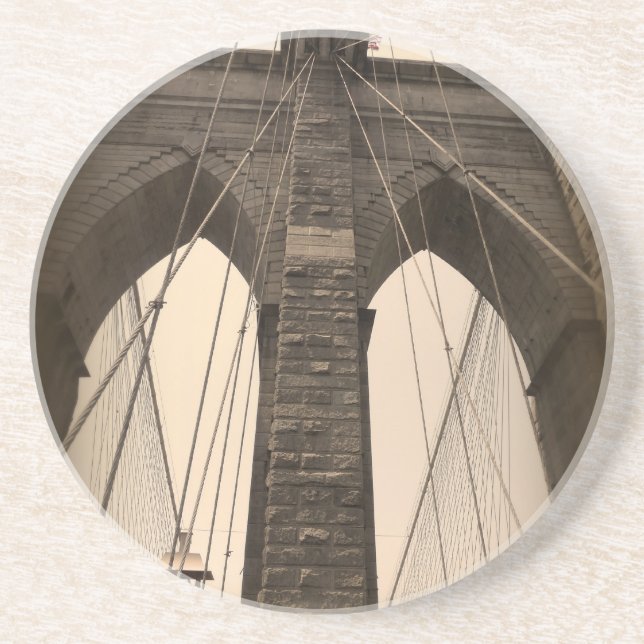 Vintage Sepia-Brooklyn-Brücke Untersetzer (Vorne)