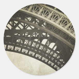 Vintage-Sepia-Eiffelturm-Bogen-Foto-Aufkleber Runder Aufkleber