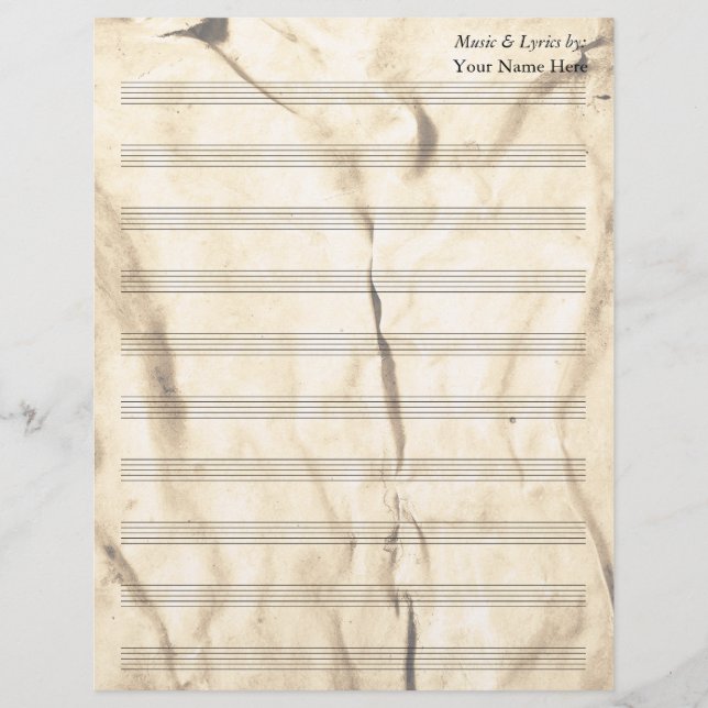 Vintage Sepia Frinkled Blank Sheet Music 10 Stave (Vorderseite)