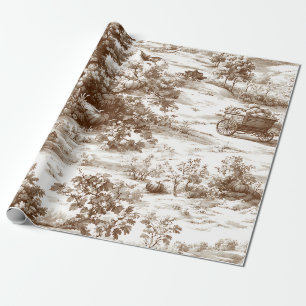 Vintage-Sepia-Herbst-Land-Toile-Muster Geschenkpapier
