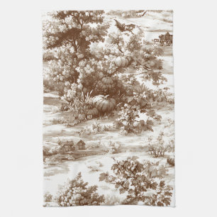 Vintage-Sepia-Herbst-Land-Toile-Muster Geschirrtuch