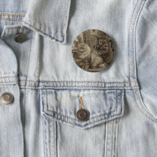 Vintage-Sepia-Katzen-Tätowierer – Lustig viktorian Button