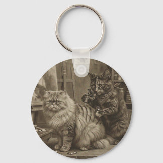 Vintage-Sepia-Katzen-Tätowierer – Lustig viktorian Schlüsselanhänger
