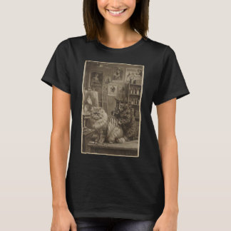 Vintage-Sepia-Katzen-Tätowierer – Lustig viktorian T-Shirt