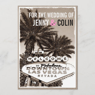 Vintage Sepia Las Vegas Moderne Hochzeit lädt ein Einladung