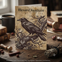 Vintage Sepia Mystischer Raben-Manuskript Samhain