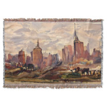 Vintage-Sepia-NYC-Skyline-Kunstdecke