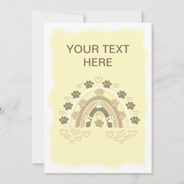 Vintage Sepia Rainbow Dog Paw and Hearts Karte (Vorderseite)