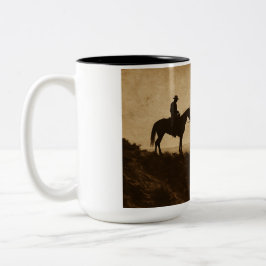 Vintage Sepia Rider Mug - Old West Cowboy Coffee 