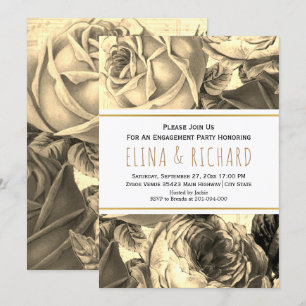 Vintage sepia Rose Hochzeitsfeier Einladung