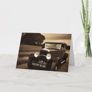 Vintage Sepia-Szene 1930er Jahre Auto  Dankeskarte