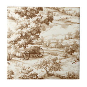 Vintage-Sepia-Thanksgiving-Kürbis-Toile-Muster Fliese