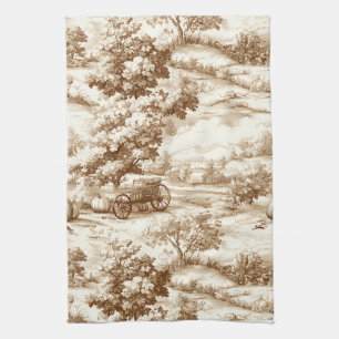 Vintage-Sepia-Thanksgiving-Kürbis-Toile-Muster Geschirrtuch