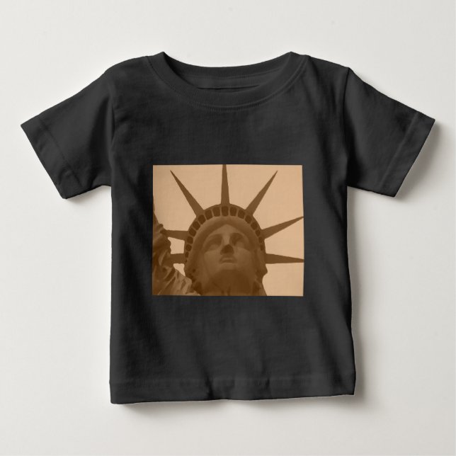 Vintage Sepia Tone Freiheitsstatue Baby T-shirt (Vorderseite)