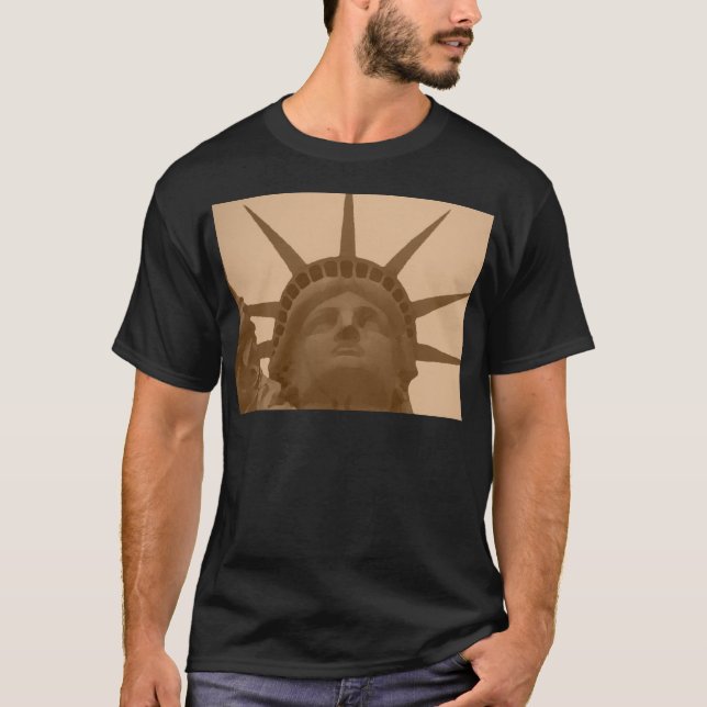 Vintage Sepia Tone Freiheitsstatue T-Shirt (Vorderseite)