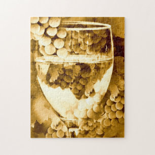 Vintage Sepia Weinglas und Trauben